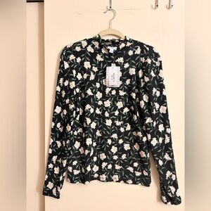 LuLaRoe Penelope Size M Mock Turtleneck Long Sleeve Floral Ribbed Top NWT